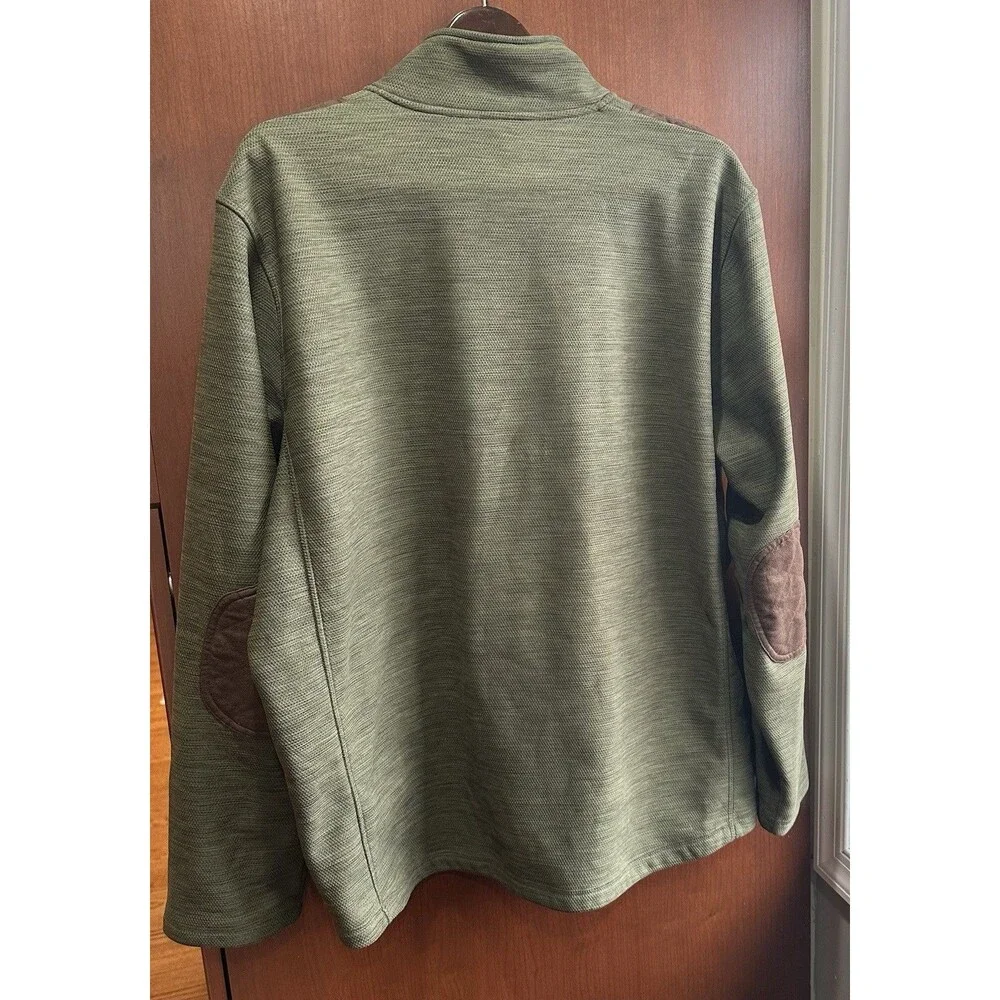 Orvis Sharptail Quarter Button Elbow Shoulder Patch Fleece Sweater Gray Size XXL